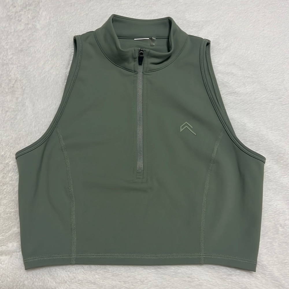 Oner Active TIMELESS HALF ZIP CROP TANK Sage Size Medium
